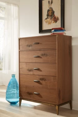 Adler Five Drawer Chest in Natural Walnut