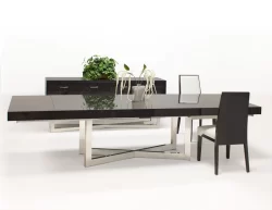 Maximo Gray Dining Table Silver Base