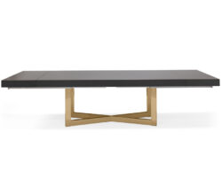 Maximo Gray Oak Dining Table Gold Legs