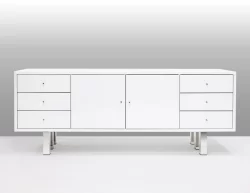 Roma White lacquer buffet w/stainless steel legs