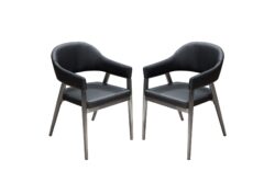 Adele Set of Two Dining/Accent Chairs in Black Leatherette w/ Brushed Stainless Steel Leg by Diamond Sofa