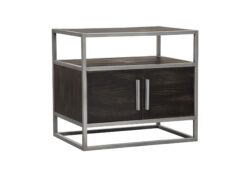 Empire 2-Door End Table in Dark Brown Veneer w/ Hand brushed Silver Metal Frame by Diamond Sofa