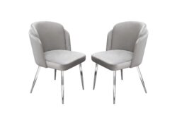 Grace Set of (2) Dining Chairs in Grey Velvet w/ Chrome Legs by Diamond Sofa