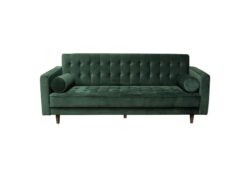 Juniper Tufted Sofa in Hunter Green Velvet with (2) Bolster Pillows by Diamond Sofa