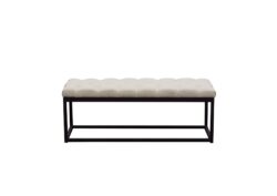 Mateo Black Powder Coat Metal Small Linen Tufted Bench by Diamond Sofa - Desert Sand Linen