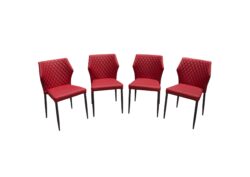 Milo 4-Pack Dining Chairs in Red Diamond Tufted Leatherette with Black Powder Coat Legs by Diamond Sofa