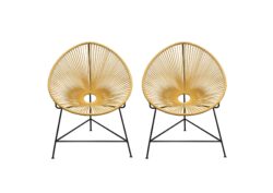 Sativa 2-Pack Accent Chair in Orange Rope w/ Black Iron Rod Frame by Diamond Sofa