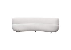 Simone Curved Sofa in White Faux Sheepskin Fabric by Diamond Sofa