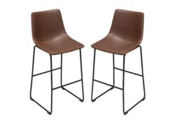 Theo Set of (2) Bar Height Chairs in Chocolate Leatherette w/ Black Metal Base by Diamond Sofa