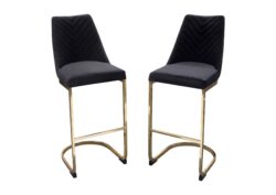 Theo Set of (4) Dining Chairs in Weathered Grey Leatherette w/ Black Metal Base by Diamond Sofa