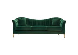 Ava Sofa In Emerald Green Velvet W/ Gold Leg