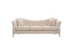 Ava Sofa In Sand Linen Fabric W/ Gold Leg