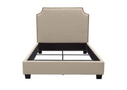 Kingston Eastern King Bed With Nail Head Accent - Desert Sand Linen