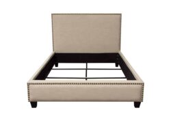 La Jolla Eastern King Bed With Nail Head Accent - Desert Sand Linen