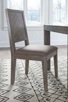 Herringbone Solid Wood Upholstered Dining Chair in Rustic Latte 2