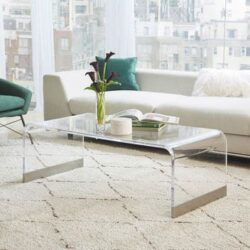 Bowie Coffee Table in Clear Acrylic and Brushed Stainless Steel
